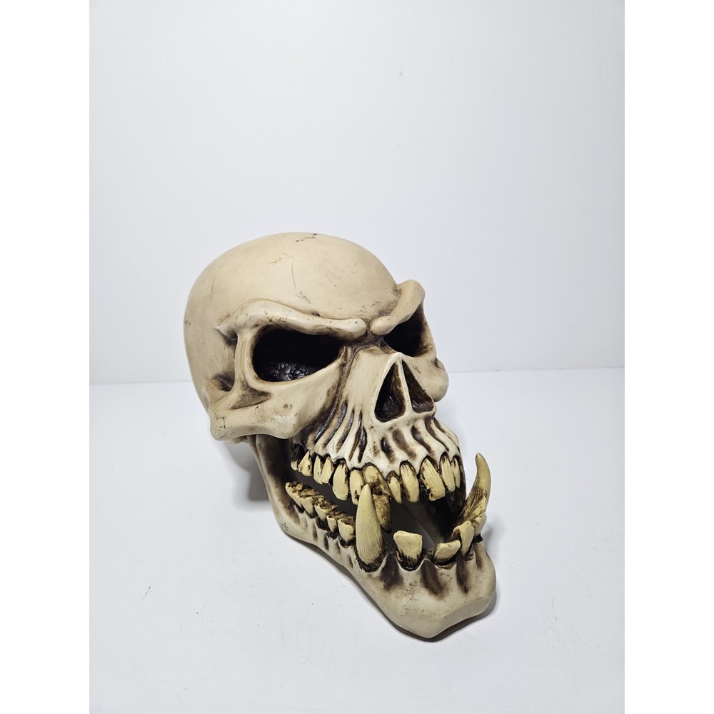 Halloween Werewolf Monster Skull Resin 9" Prop Goth Decor Evil Fangs Skeleton